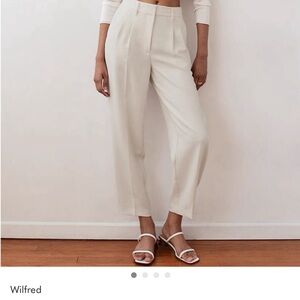 Wilfred Cream Cropped High-Waist Pleated Trousers